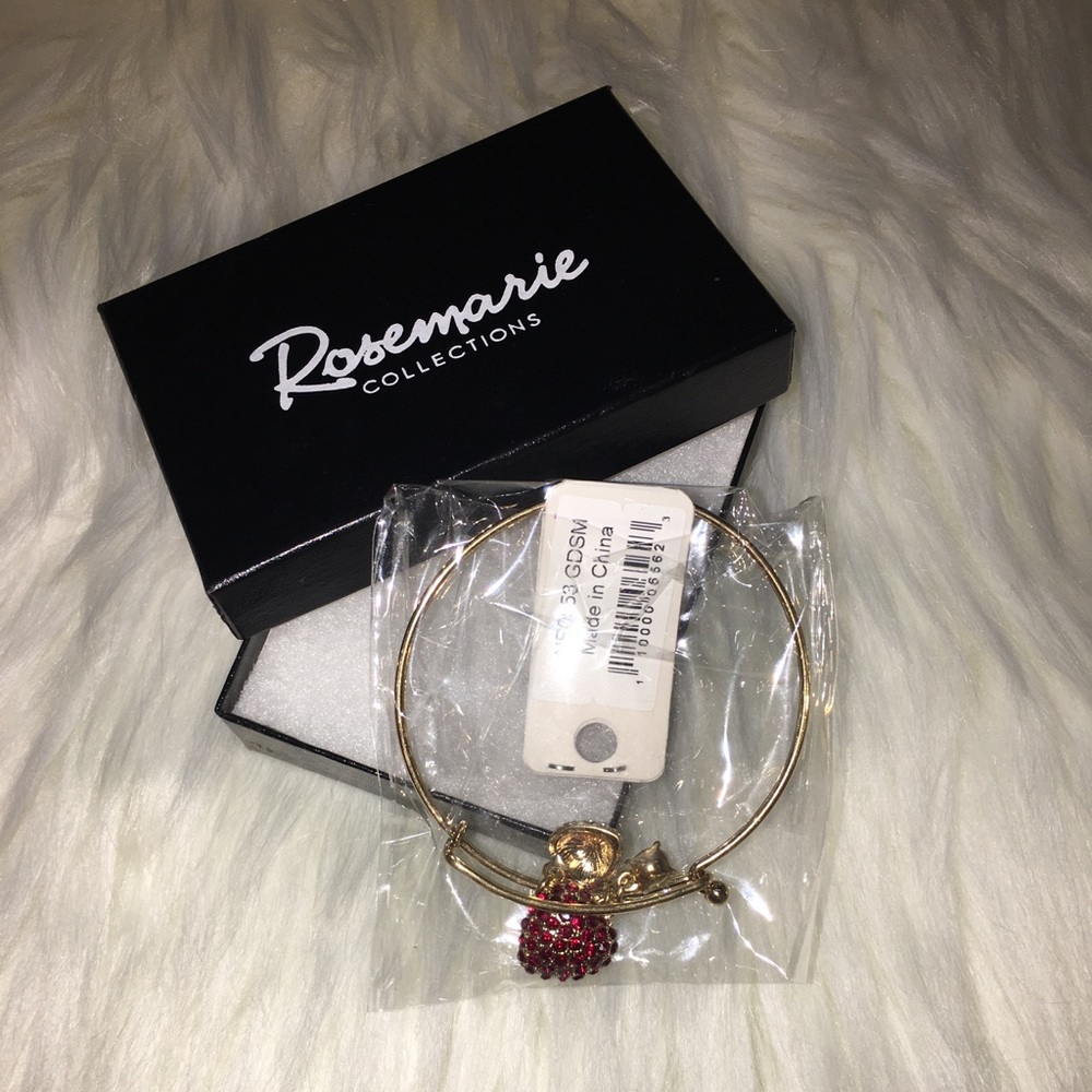 NWT!!! Heart Wire Bangle Charm Bracelet Gold Tone